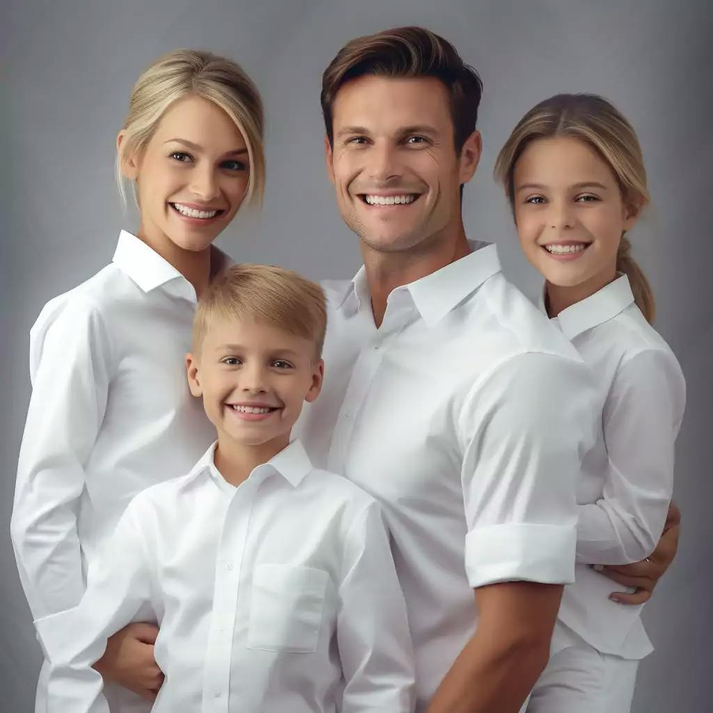 Smiling family at Mr. Dentist